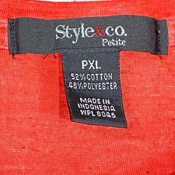 Style & Co. Red Burnout Pocket Short Sleeve Tee T-Shirt Size PXL. NWOT - Picture 2 of 5